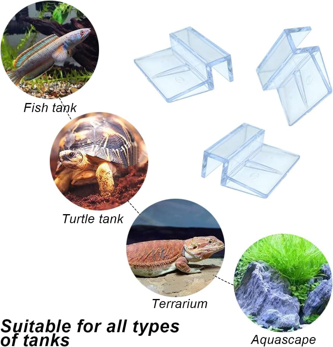 Acrylic Fish Tank Glass Cover Clips Aquarium Cover Brackets,10Pcs Aquariums Fish Tank Acrylic Clips Aquarium Fish Tank Glass Cover Clips, Aquarium Glass Cover Clip Acrylic Universal Lid Clips (8 MM) image number 3