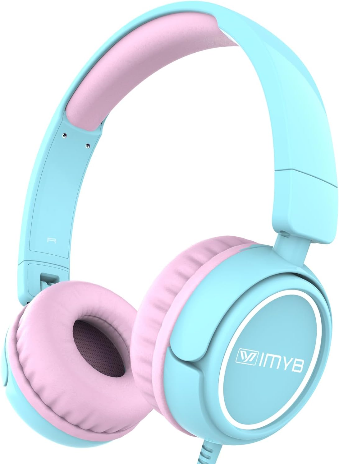 IMYB Children'S Headphones, Headphones for Children with Cable, Foldable, Stereo Sound, Safe Volume Limit, 3.5 Mm Jack, over Ear Children'S Headphones for School, Boys, Girls, Tablet, PC, Light Blue image number 1
