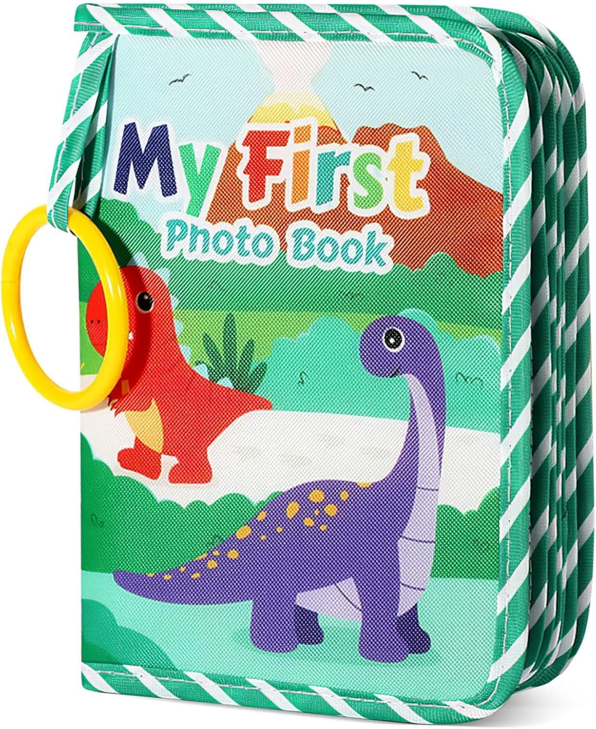 My First Photo Book for Babies, Dinosaur Design, 5.5 X 7.2 Inches, Quality Fabric and Plastic, Baby&rsquo;S First Dinosaur - Themed Photo Book - Personalizable, Soft Cloth Memory Album for Toddlers, AUPOINT image number 4