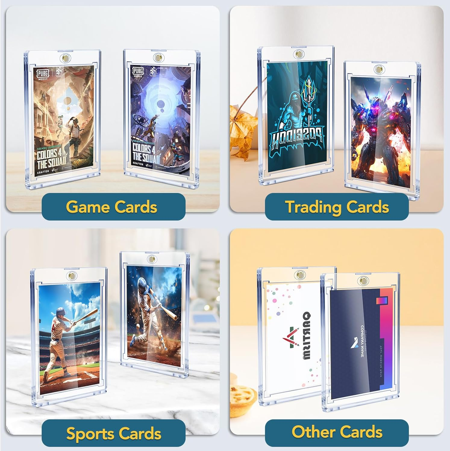 ZENOWICK 16Ct Magnetic Card Holders, 35Pt One Touch Card Holder, U-V Protection Hard Plastic Case for Trading Cards, Display Case for Sports, Baseball, Football, Game Cards image number 2