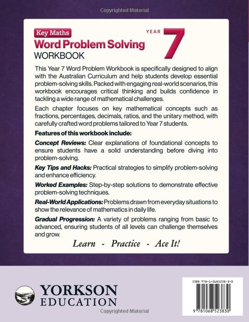 Key Maths Year 7 Word Problem Solving Workbook: Boost Confidence and Conquer Word Problems with Targeted Worksheets and Step-By-Step Solutions to ... Build Skills, and Ace Your Numeracy Exam image number 1
