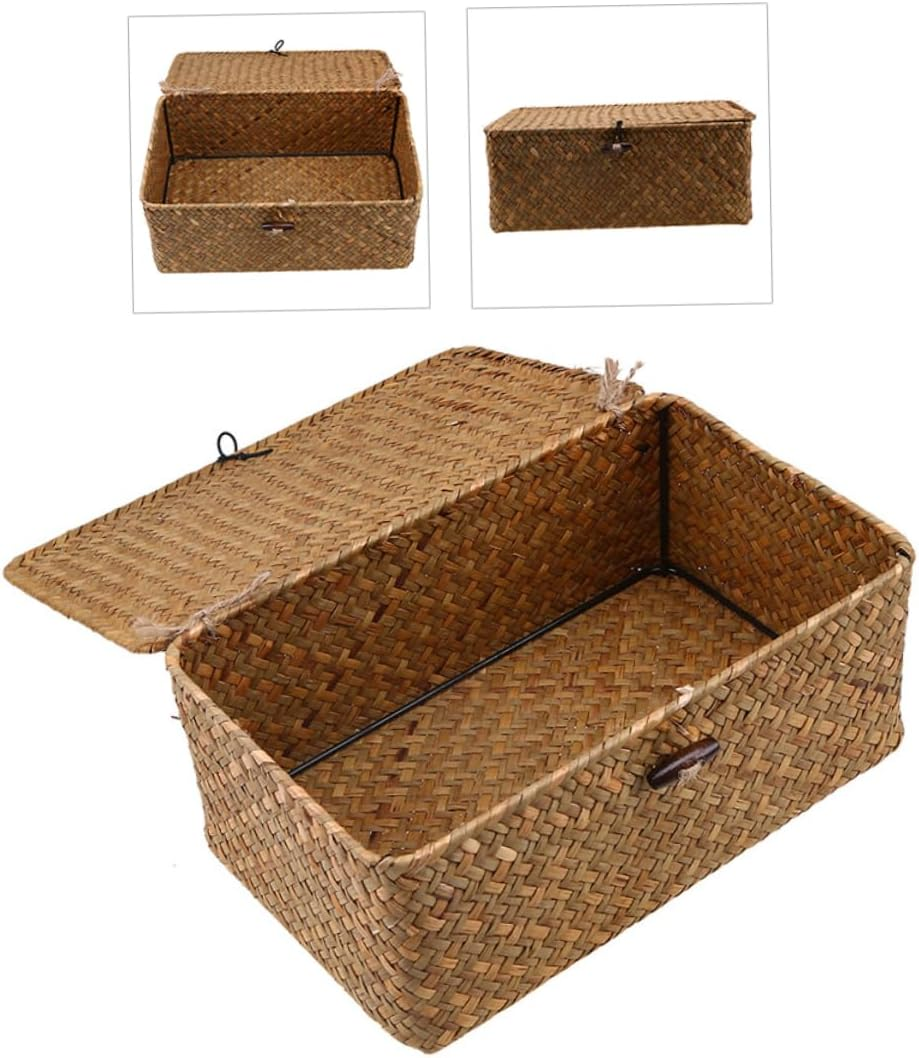 OFFSCH Seagrass Storage Basket Handwoven Rattan Container for Home Office Living Decor Clothes Organization image number 4