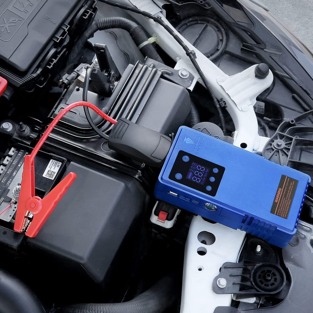 Portable Car Battery Jump Starter with Air Compressor,Wireless Tire Inflator Digital Screen Pressure Gauge 12V Booster image number 4