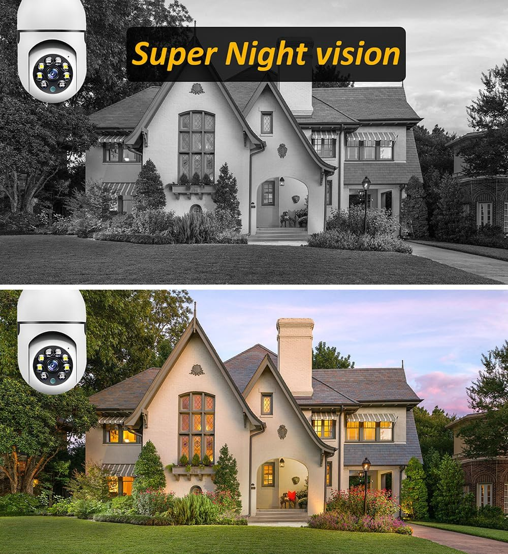 Mengshen 3MP Bulb Security Camera, Wifi Wireless 2.4Ghz 360&deg; Degree with Motion Detection, APP Alert Suitable for Indoor Use image number 5