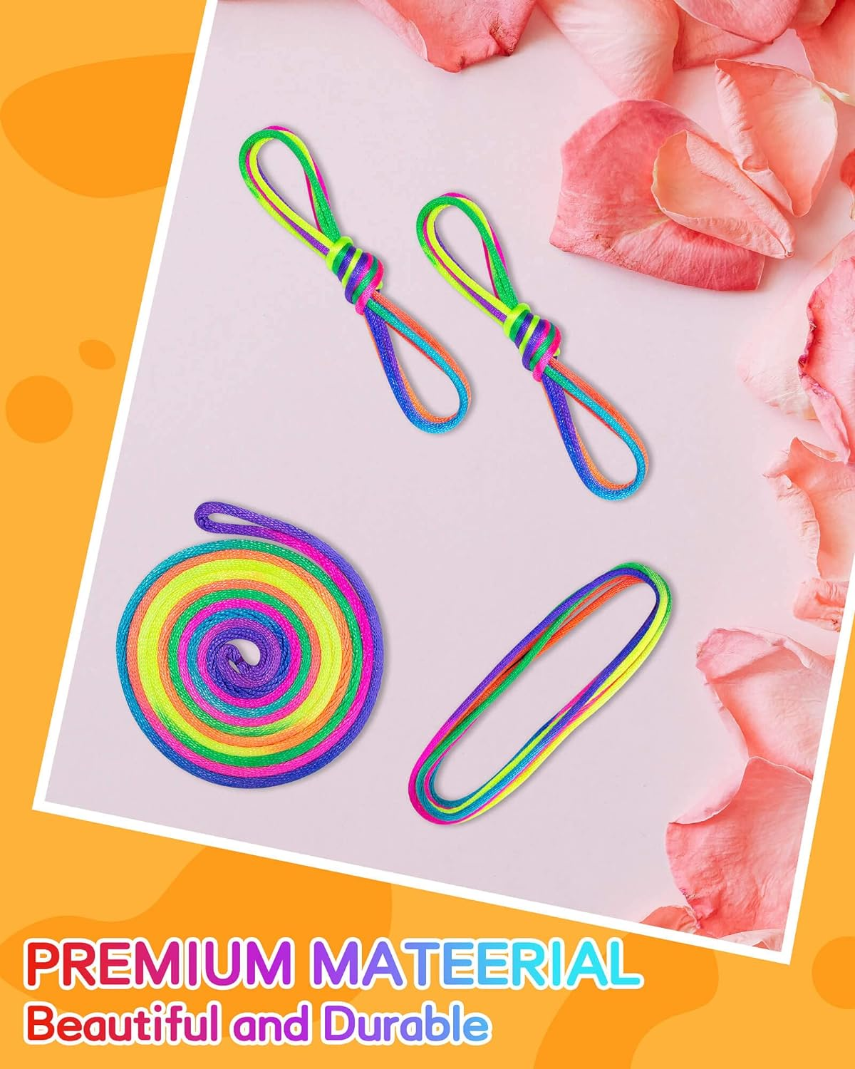 SONGTIY 6PCS Cats Cradle String, 65 Inch Long Rainbow Colourful Finger Rope, Chinese Finger String Games Toy for Kids, Adults, Children'S Day, with a Sand Painting, Rainbow image number 5