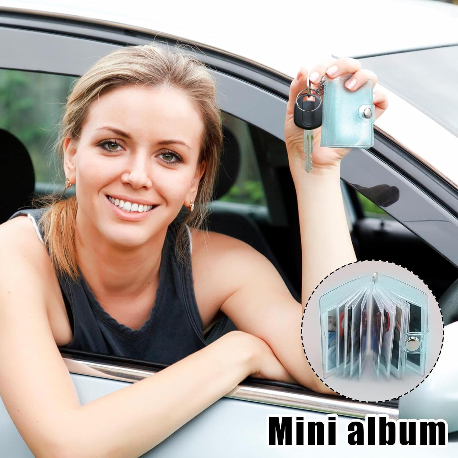 Keychain Album - 24 Pockets Mini Photo Binder Charm Transparent Back Binder Photo Storage | Cute Album Keychain for Adults Wallet, Backpack,Backpack,S - Purple. image number 3