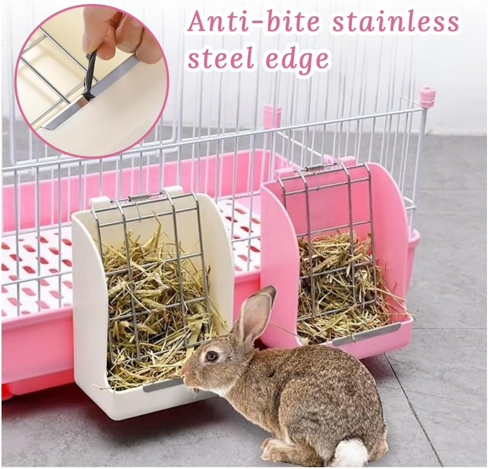 2-Piece Set of Rabbit and Guinea Pig Hay Feeders, Rabbit Hay Rack, Plastic Food Bowl, Hay Food Box, Small Animal Feeder for Rabbits, Guinea Pigs, Chinchillas image number 5
