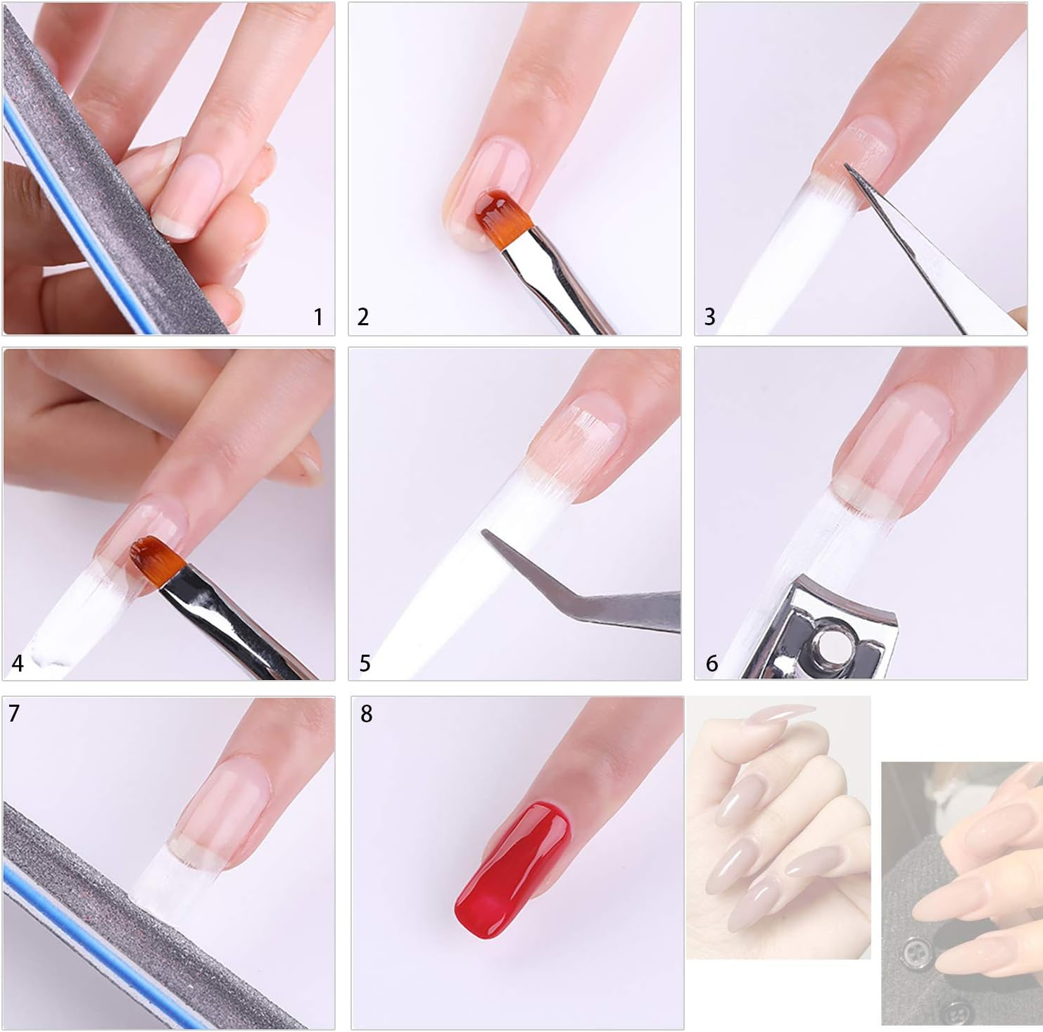 MWOOT 100 Pieces Fiberglass Nail Extension Silk,Nails Tips Quick Extension Fiberglass Fiber Silk False Nails Tips Salon Tool Accessories for UV Gel Nails Art image number 6