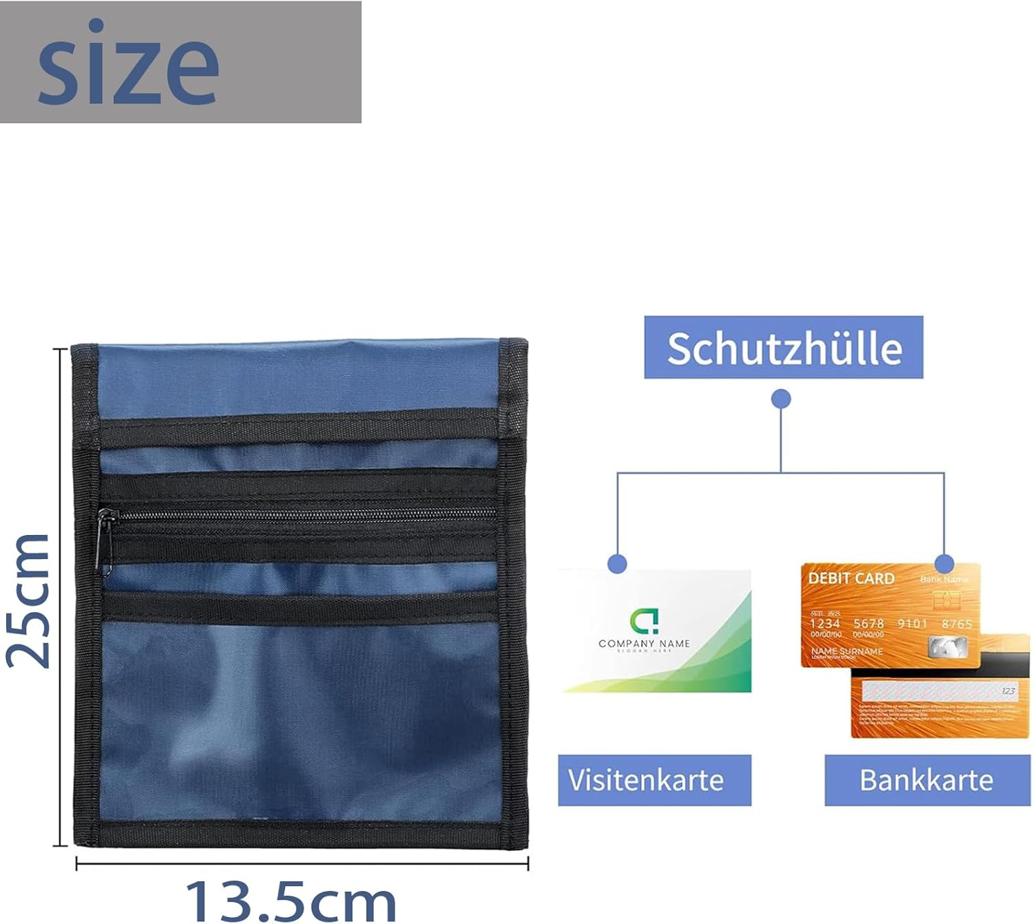 Wilsonzin Pack of 2 Children'S Wallet, Chest Bag, Shoulder Bag, Travel Purse, Bag, Shoulder Bag, Chest Bag for Passport, Credit Cards, Mobile Phone (Black/Blue), Black, Modern image number 5