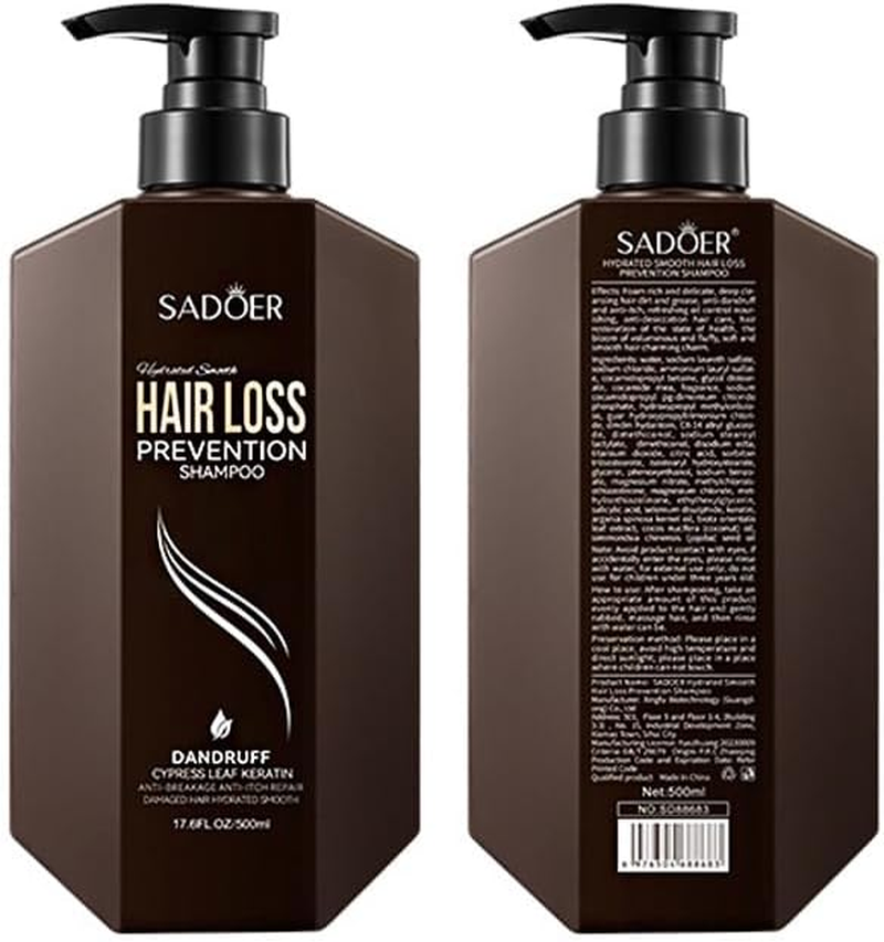 SADOER Hair Loss Prevention Shampoo, Anti-Dandruff Formula with Leaf Keratin, Gentle Ph-Balanced Care, Natural Fragrance Blend, 500Ml image number 4