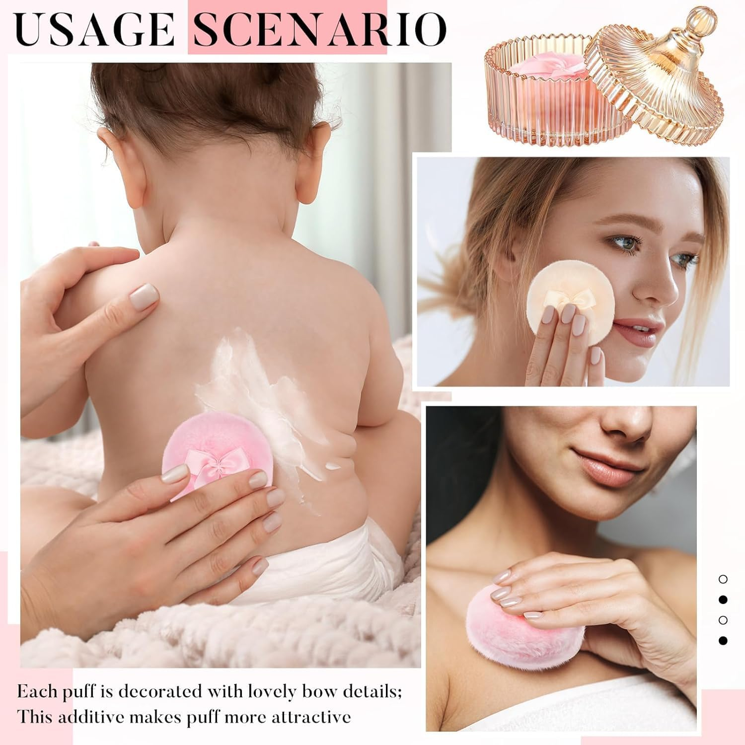 Large Body Powder Puff with Clear Crystal Case &ndash; Soft Washable & Reusable Velour Puff for Wet/Dry Makeup image number 5