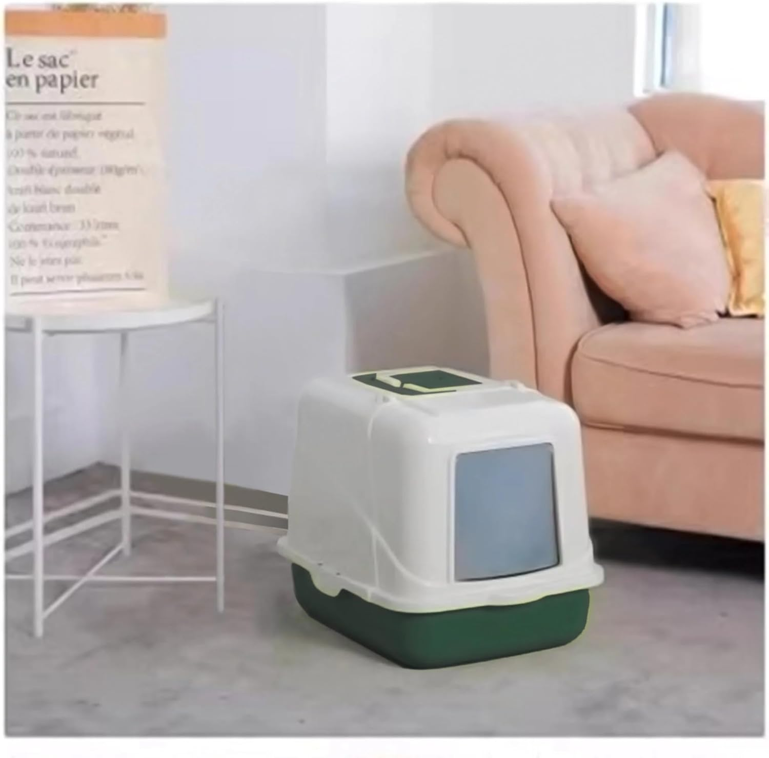 Front Open Hooded Portable Cat Toilet Box Litter Tray House with Handle Scoop