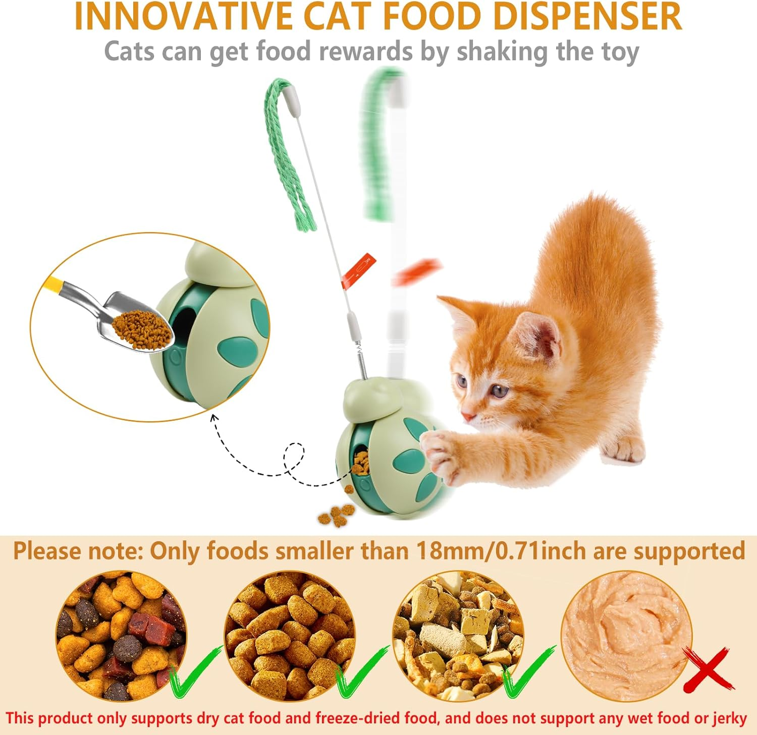 Bigqin Interactive Cat Toy for Indoor Cats, Tumbler Kitten Toys with Cat Wand and 4 Pack Spiral Springs, Attractive Cat Treat Dispenser, Cat Presents for Exercise/Boredom Relief image number 4