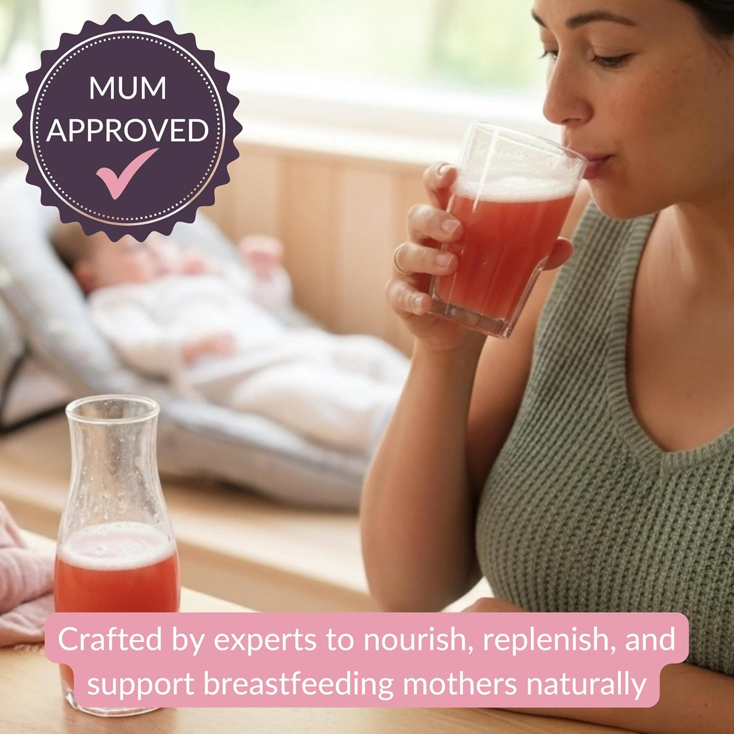Nella Vosk Nourish Mama Recovery Hydration Powder &ndash; Collagen Protein Powder Drink with Vitamin C for Postpartum & Breastfeeding Support (No Added Sugar, Sweetened with Stevia) (150Gm, Watermelon Cherry) image number 2