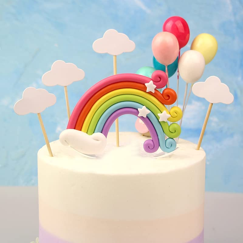 15Pcs Unicorn Cake Topper Kit, Cloud Rainbow Star Balloon Cupcake Toppers for Birthday Party Decorations, Unicorn Cake Decorations for Happy Birthday Cakes image number 1
