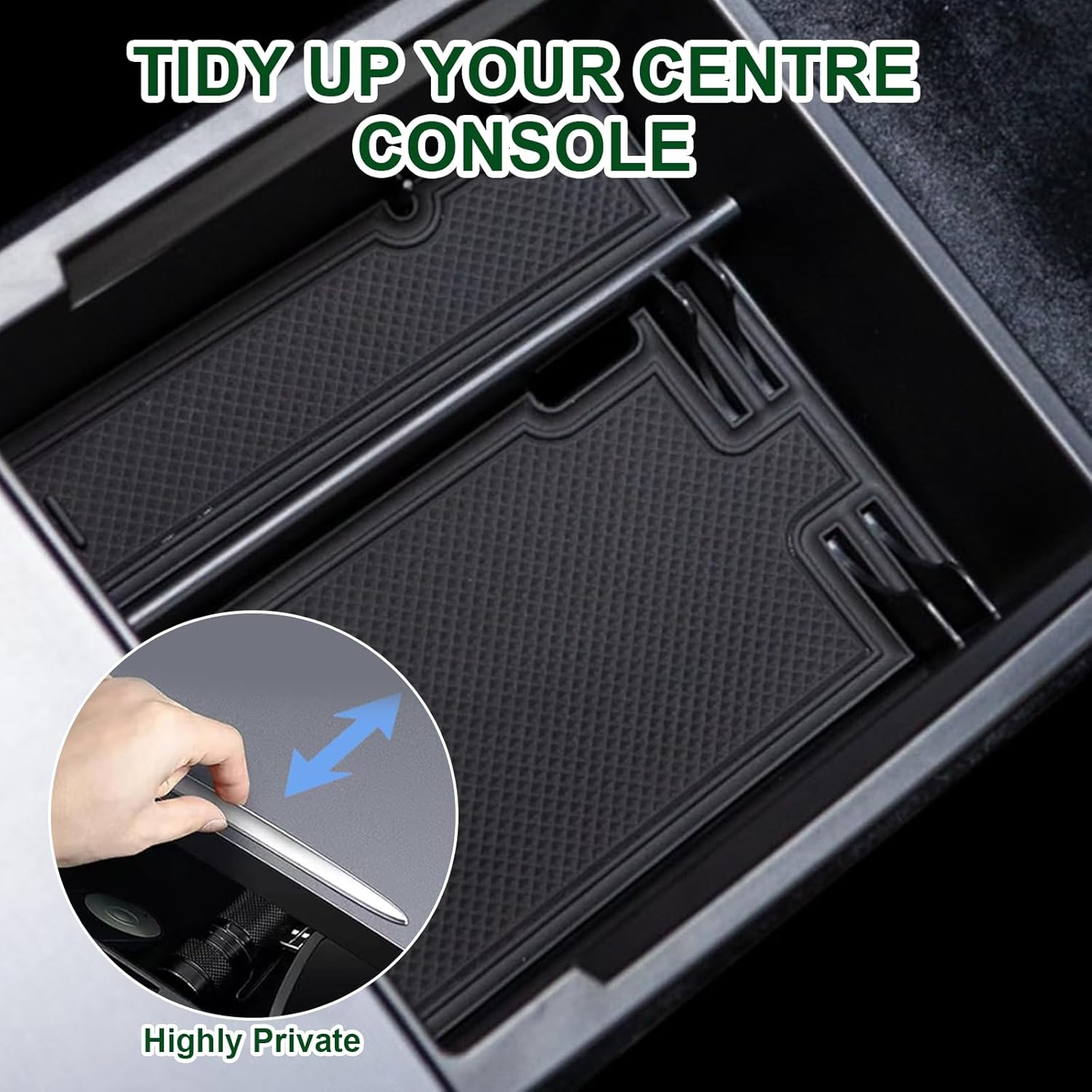 2025 Upgrade Center Console Organizer Tray for Tesla Model 3 Highland Accessories 2024/2025, Center Console Tray, Armrest Storage Box Tray, Armrest Hidden Storage Box (5Pcs Black) image number 6