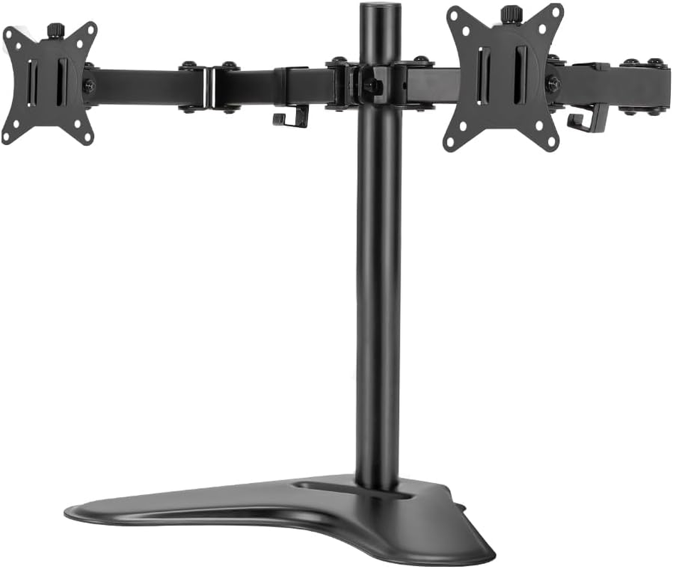 Artiss 32'' Dual Monitor Arm Stand, Heavy Duty Computer Monitors Riser Mount TV Freestanding Mounts Bracket Holder Clamp Home Office Desk Accessories, Adjustable 360&deg; Swivel with Plate Black image number 5