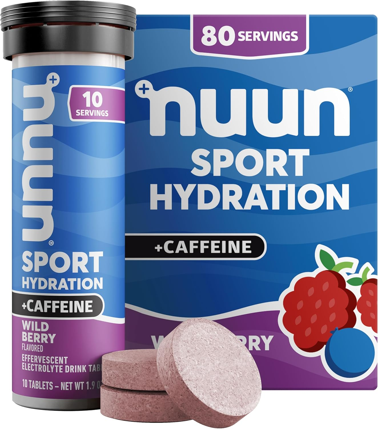 Nuun Sport + Caffeine: Electrolyte-Rich Sports Drink Tablets with Caffeine, Cherry Limeade, Box of 8 Tubes (80 Servings), Sports Drink for Replenishment of Essential Electrolytes Lost through Sweat image number 1