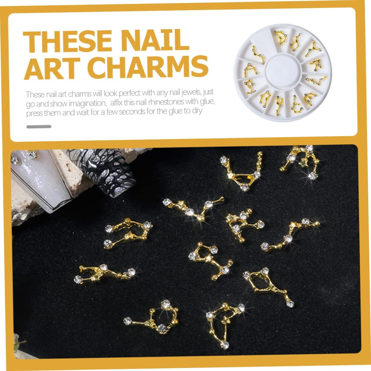 Beatifufu Zodiac Sign Nail Gems Diamond-Encrusted Alloy Nail Stickers Phone Case Decorations image number 1