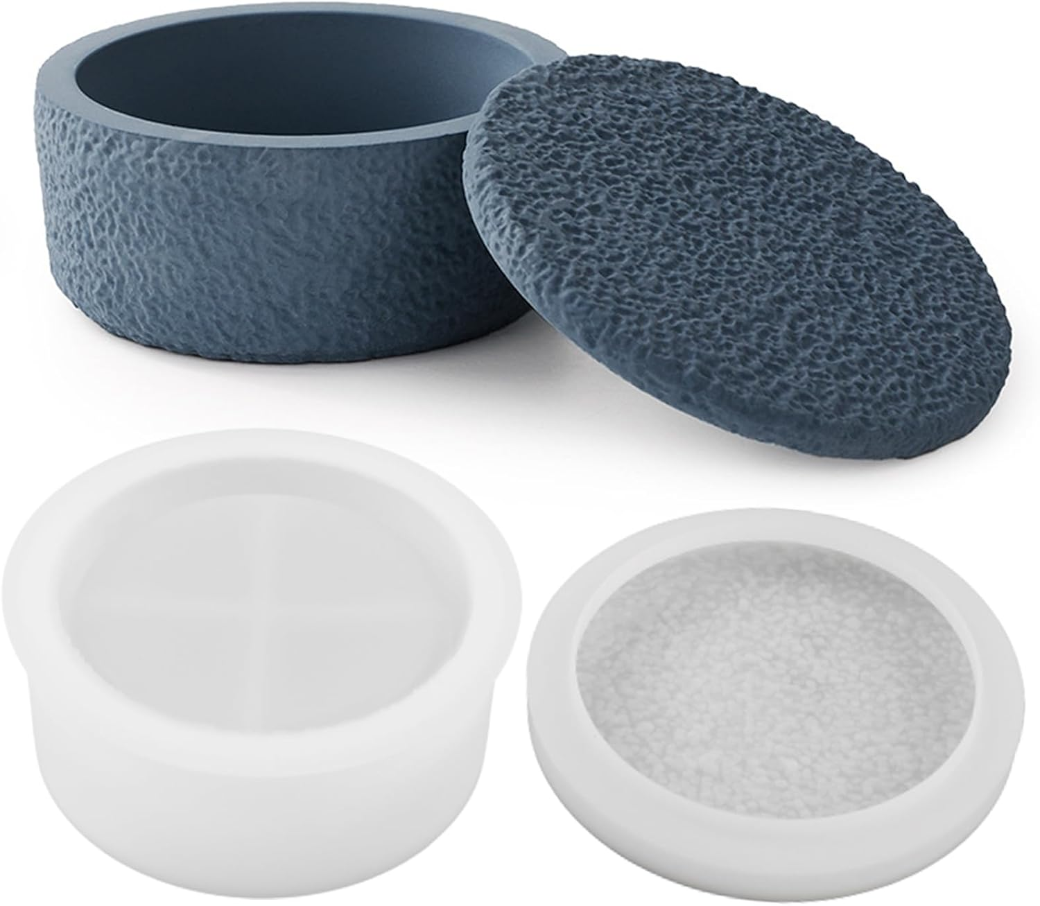 Storage Box with Lids, Silicone Candle Jar Molds Set, Creative Vessels Pot Molds, Concrete round Stripe with Cover Bottle Making Moulds for Holder (I)