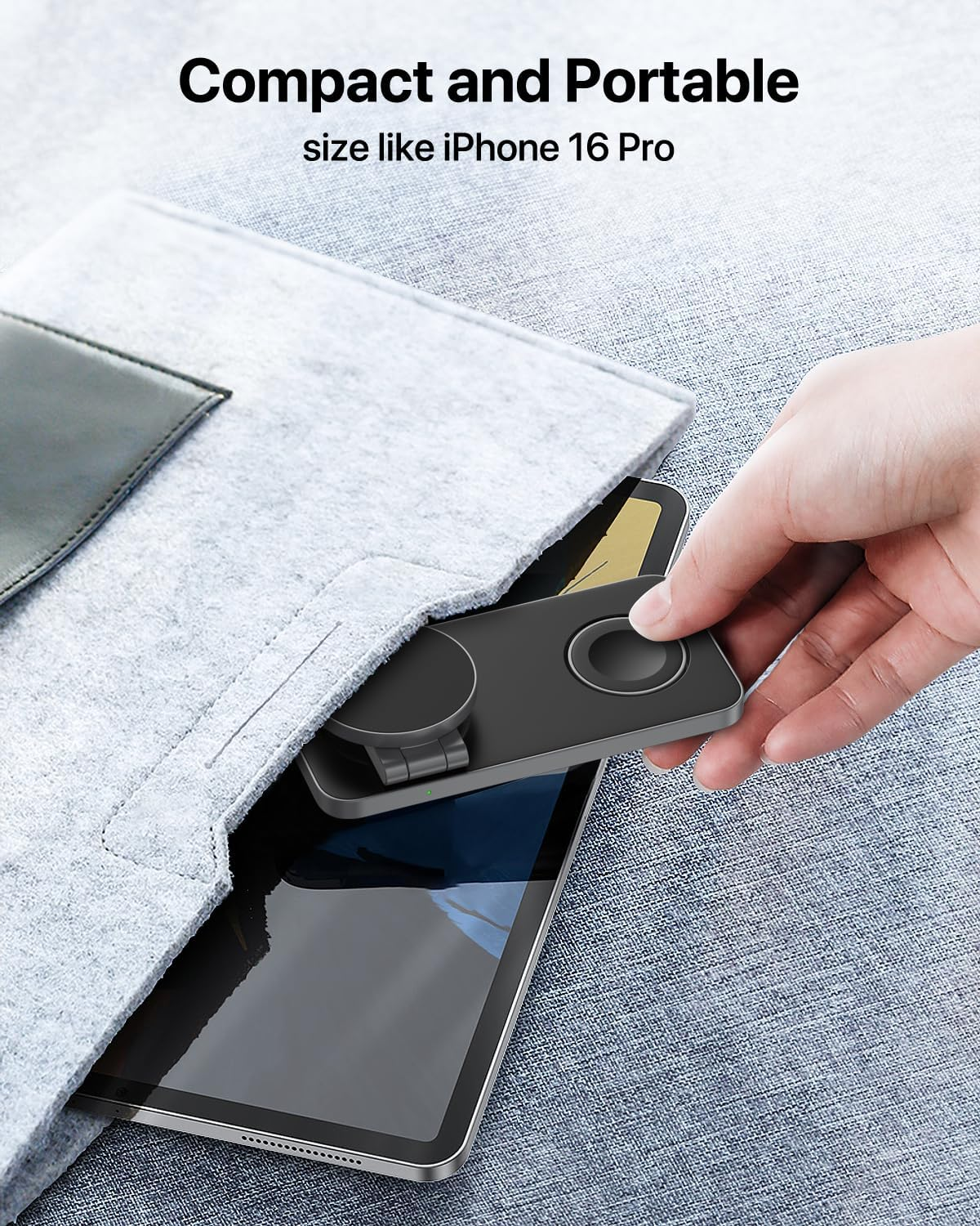 Keepro for Magsafe Charger,3 in 1 Wireless Charger,Foldable Wireless Charging Station for Iphone Air/17/16/15/14/13/12,Travel Magnetic Charger for Airpods Pro 3/2 and Apple Watch (Black)