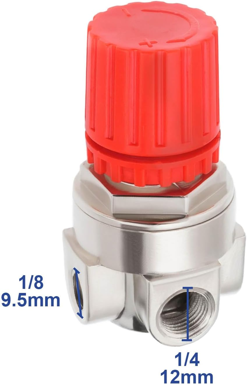 Be in Your Mind 1Pc 1/4 Inch Compressor Pressure Regulator 4 Holes Pressure Reducer AB-9051116 Compatible with Stanley Bostitch Compatible with Husky(Three Large Holes and One Small Hole) image number 6