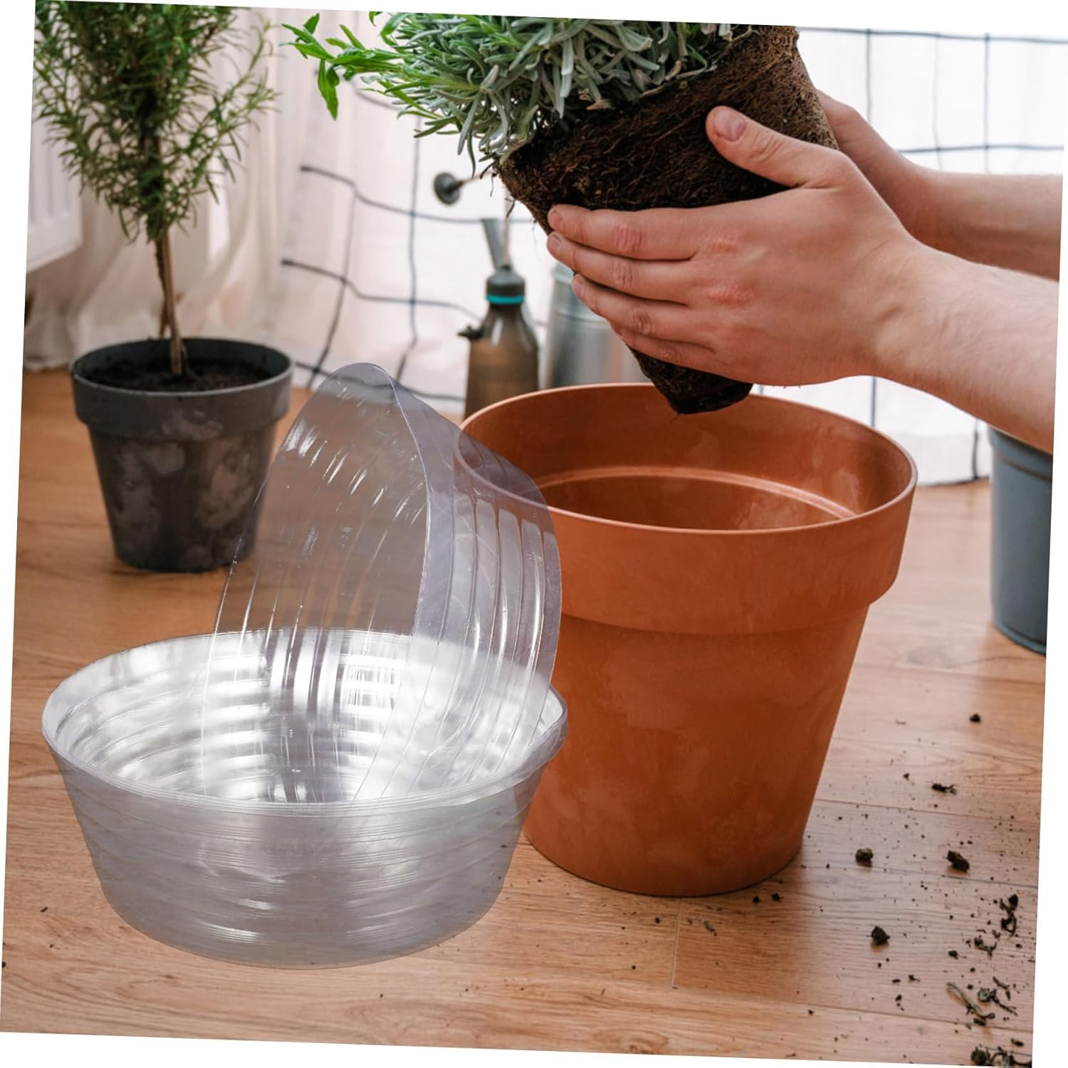 BCOATH 6Pcs round Plant Pot Tray and Flowerpot Saucer for Preventing Water Overflow for Home Gardening and Indoor Decoration image number 2