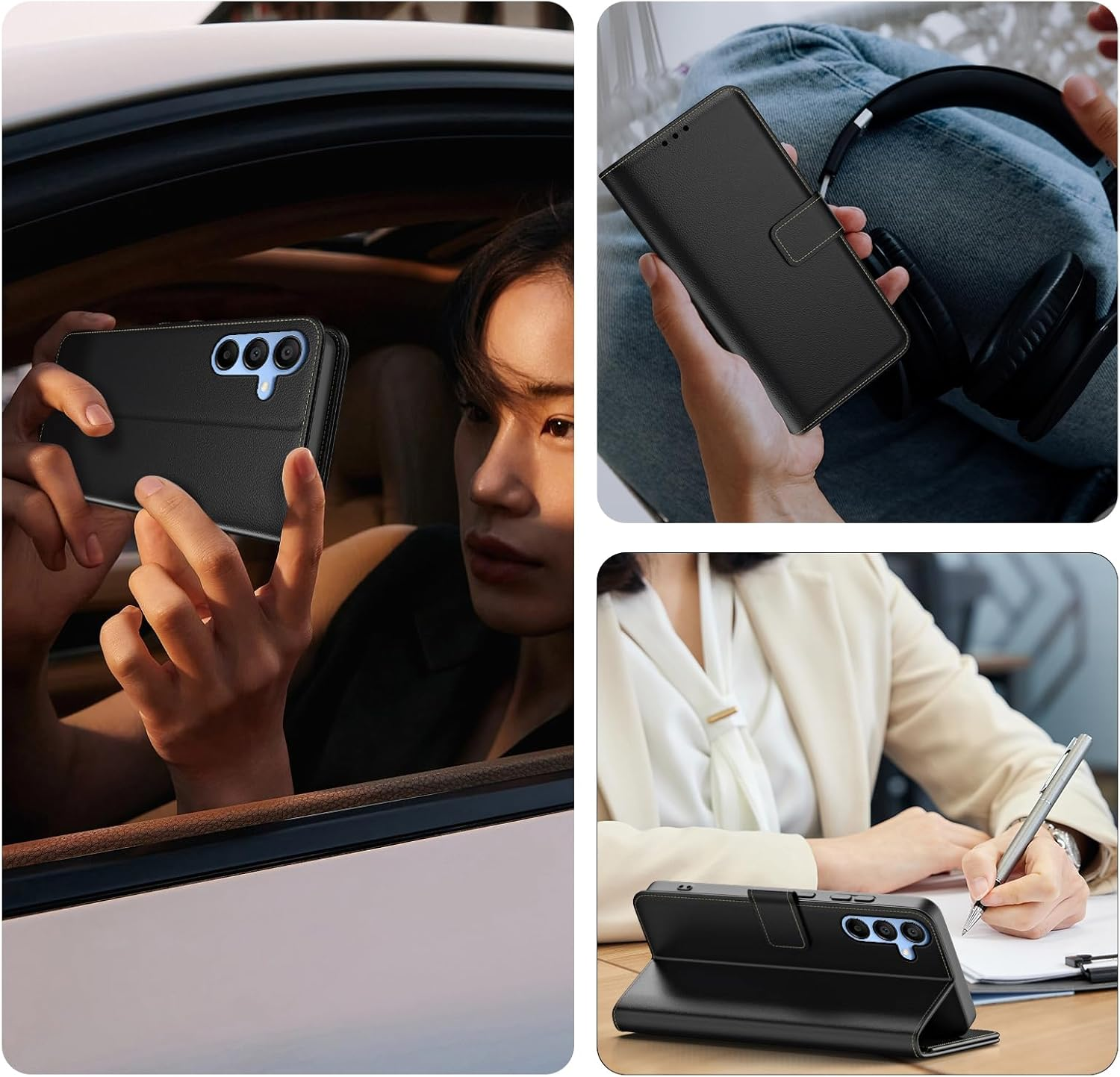 TQIAHF Mobile Phone Case for Samsung Galaxy S25 5G / S24 5G Flip Case with Screen Protector Glass Protection Leather Folding Flip Cover Case Protective Case Card Slot Complete Protection Mobile Phone image number 5