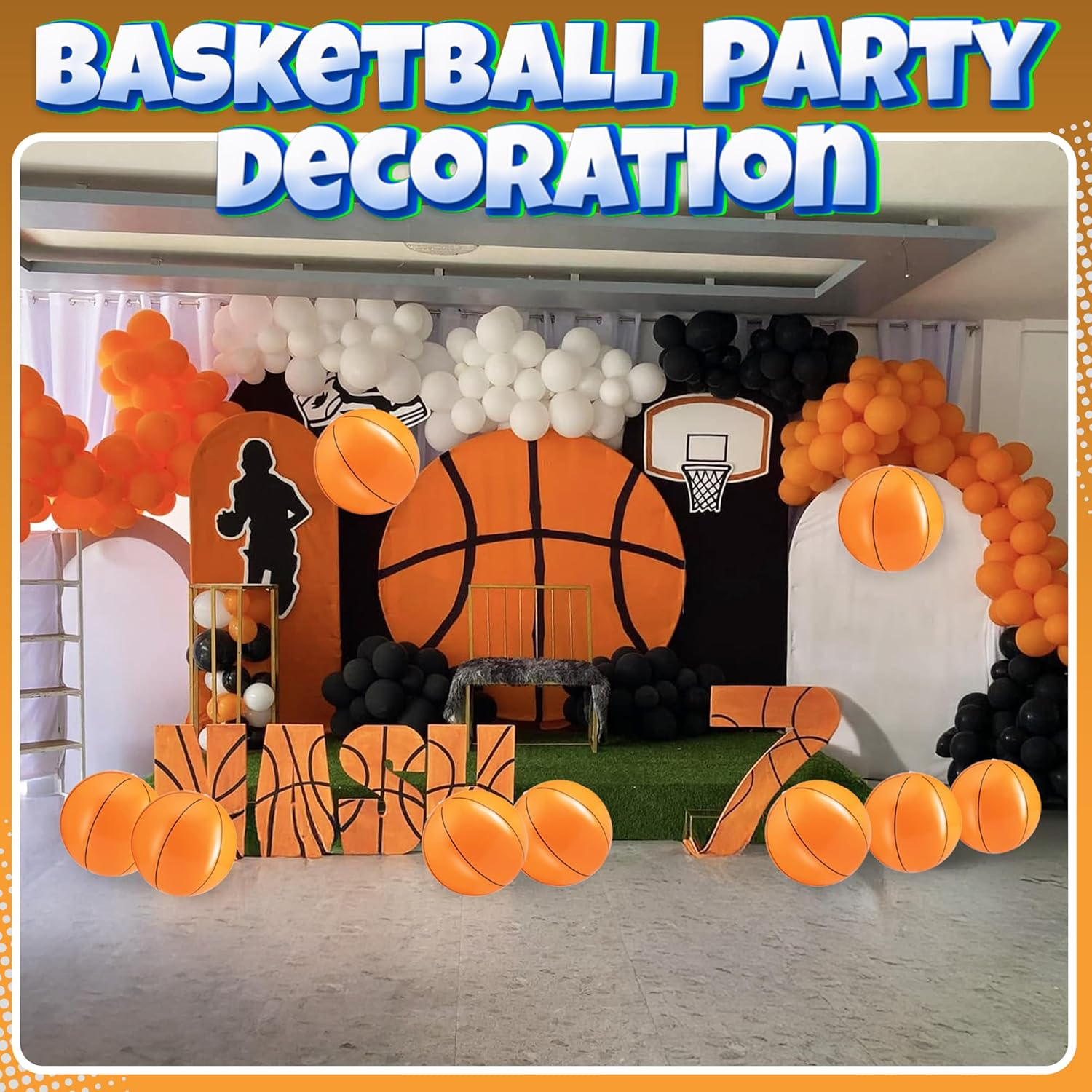 Bedwina Beach Balls in Bulk - (Pack of 12) 16 Inch Inflatable Basketball, Baseball or Rainbow Beach Ball Toys for Kids, Dozen Beach Balls for Games, Pool Toys, Decorations, Party Favors image number 4