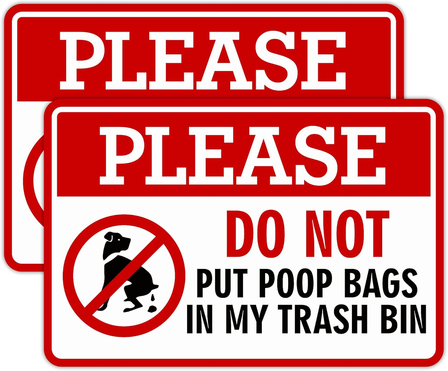 2PCS Please Do Not Dispose Poop Bags in This Trash Bin Stickers, Self-Adhesive Weatherproof Do Not Throw Dog Poop Bag in the Trash Sign, Trash Can Stickers for House，Yard，Restaurant（5.9" X 3.9"） image number 6