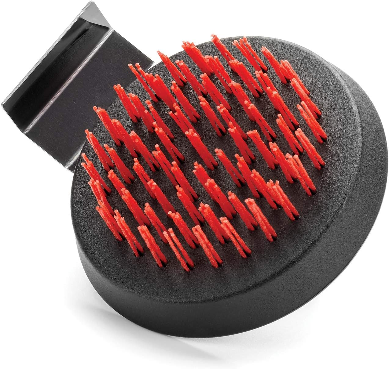 Outset 76621 Himalayan Salt Block, Pizza Stone and Cast Iron Pan Nylon Cleaning Brush with Stainless Steel Scraper, 5 X 4 X 3, Black image number 2