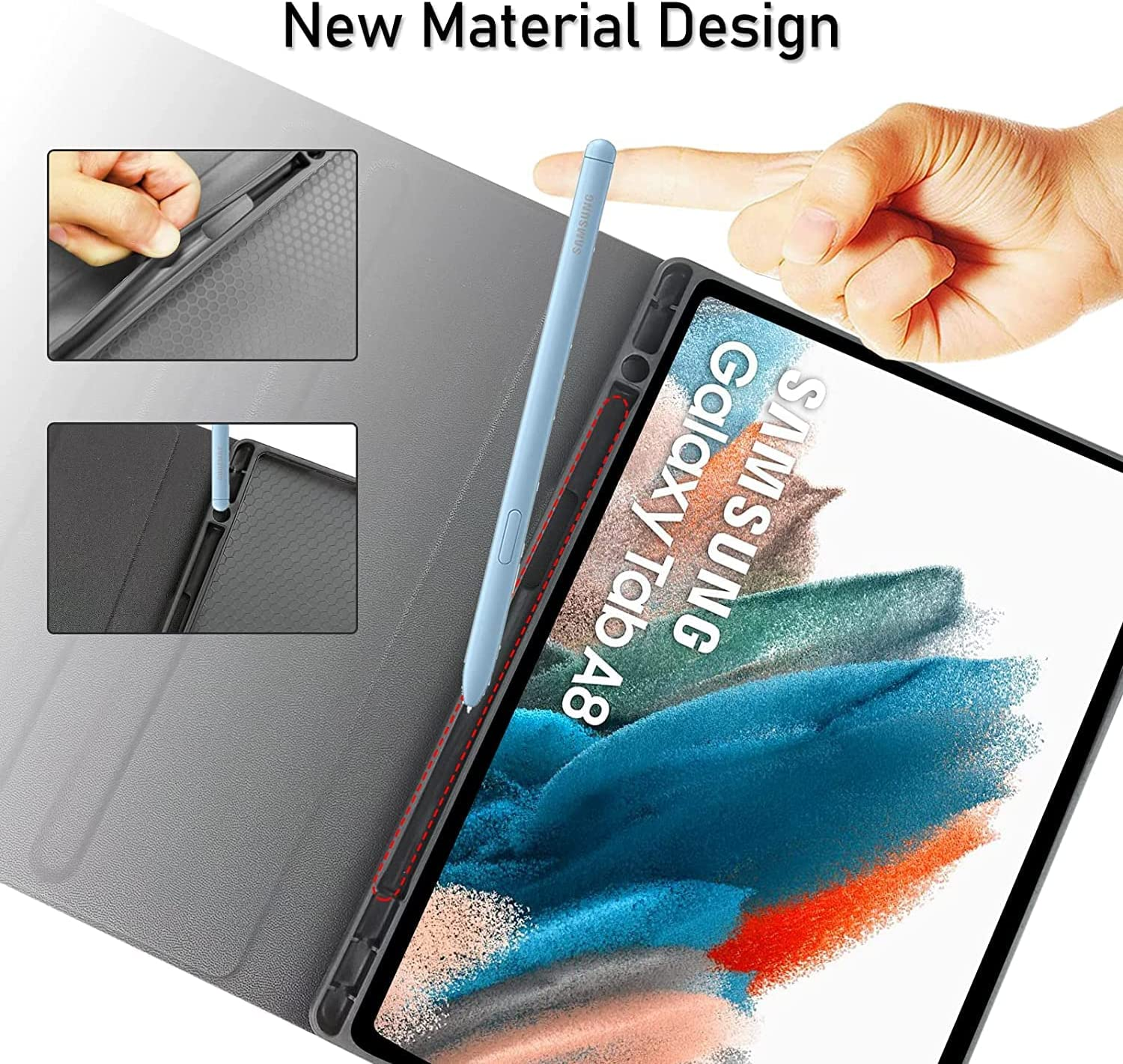 Ixtra Keyboard Case with Trackpad for Samsung Galaxy Tab A8 10.5 Inch 2022 SM-X200/X205/X207 Slim Shell Stand Cover with Built-In S Pen Holder, Magnetic Detachable Wireless Bluetooth Keyboard, Black image number 5