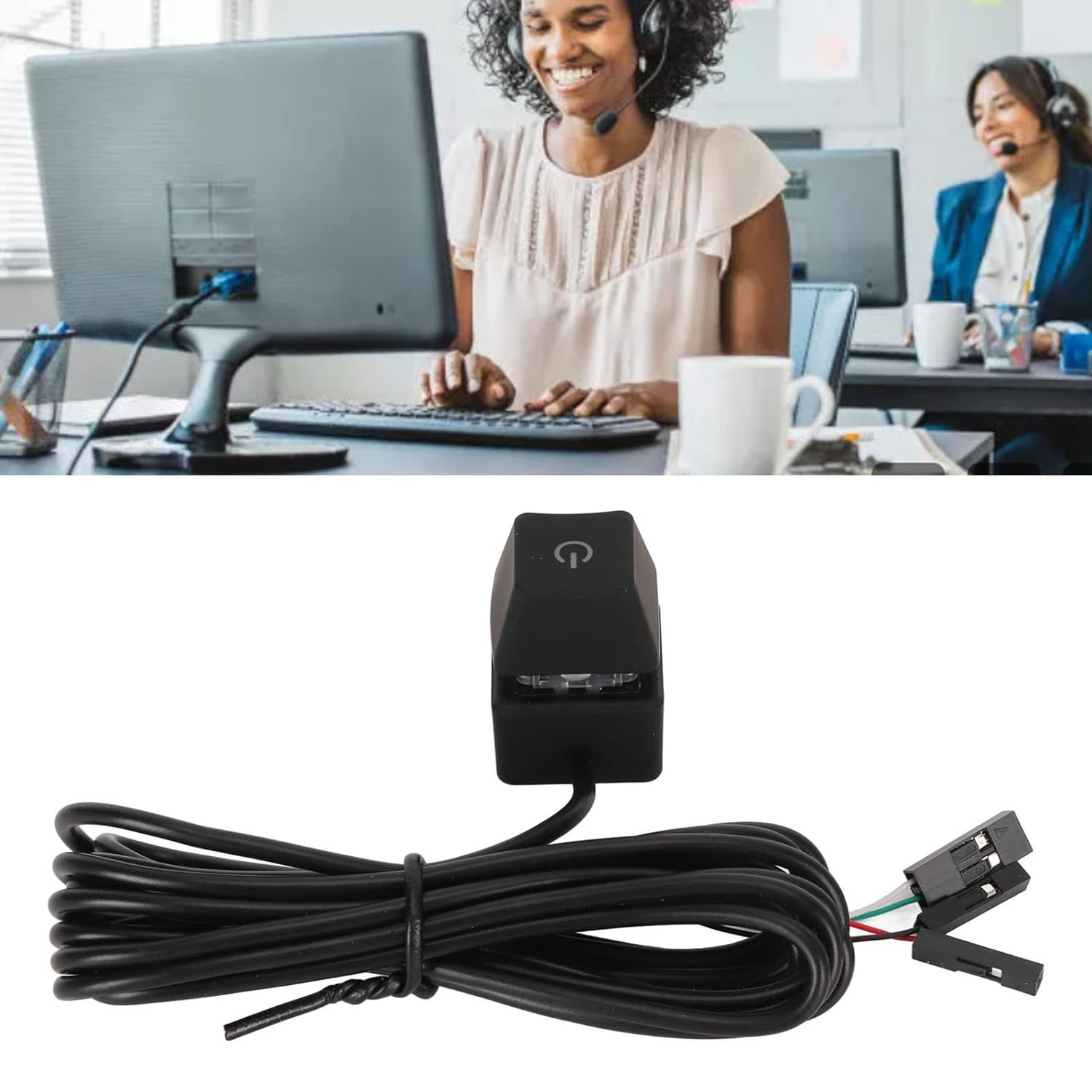 6.6Ft PC Power Button, External Power Switch with 7 Color Light for Desktop PC, Blue Switch Mechanical Keys, Computer Power Switch Suitable for Home Hotel Office image number 6