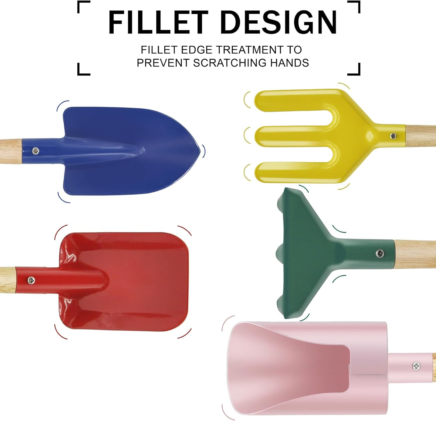 6-Piece Garden Tools Set for Kids,Children Beach Sandbox Toy,Including Cylinder Scoop, Trowel, Spoon, Fork, Rake & Shovel for Kids image number 1