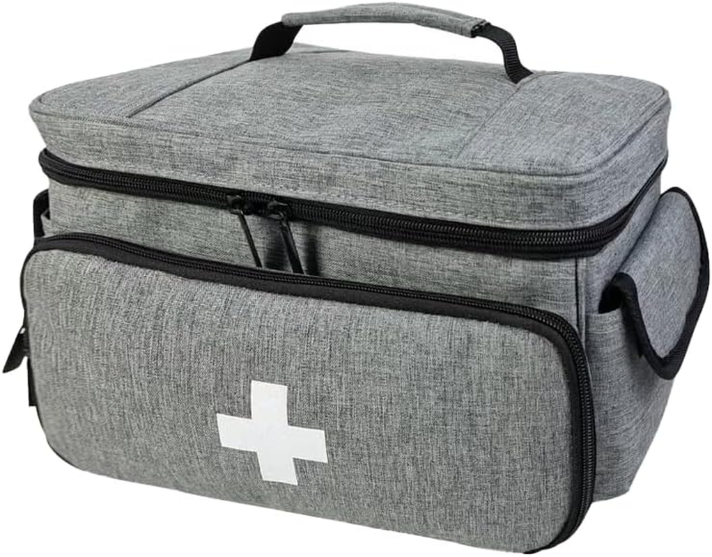 Portable Medical Storage Case, Large Capacity Medicine Supply Organizer Box, with Handle & Compartments for Home, Travel, Car Emergency Kit (Gray) image number 6