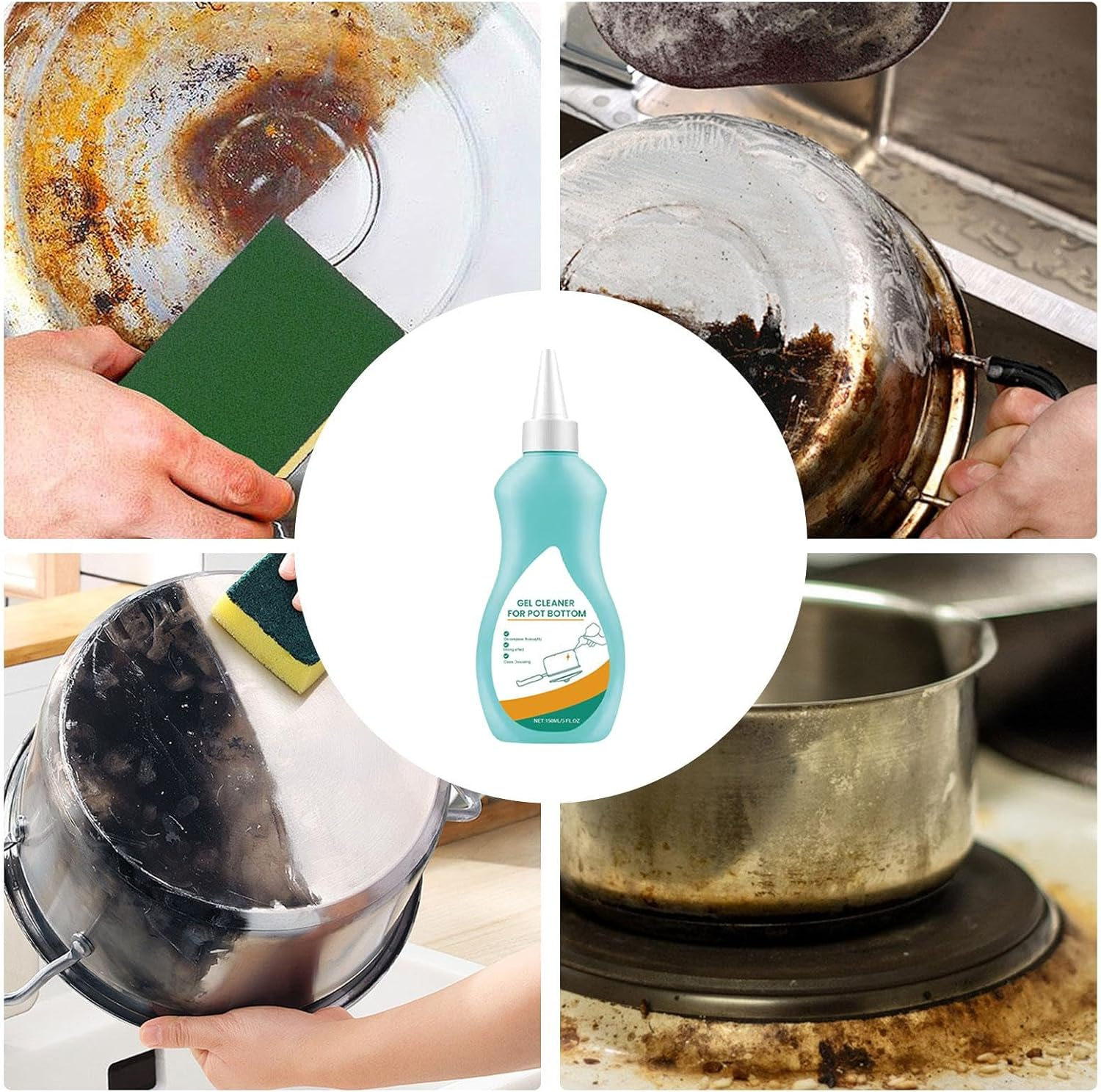 Magic Gel Cleaner for Pots and Pans, Household Cleaners 150Ml Wash Pot Gel Scale Cleaner, Effective Rust Remover Polishing Cleaner for Stove, Stainless Steel Cookware image number 4