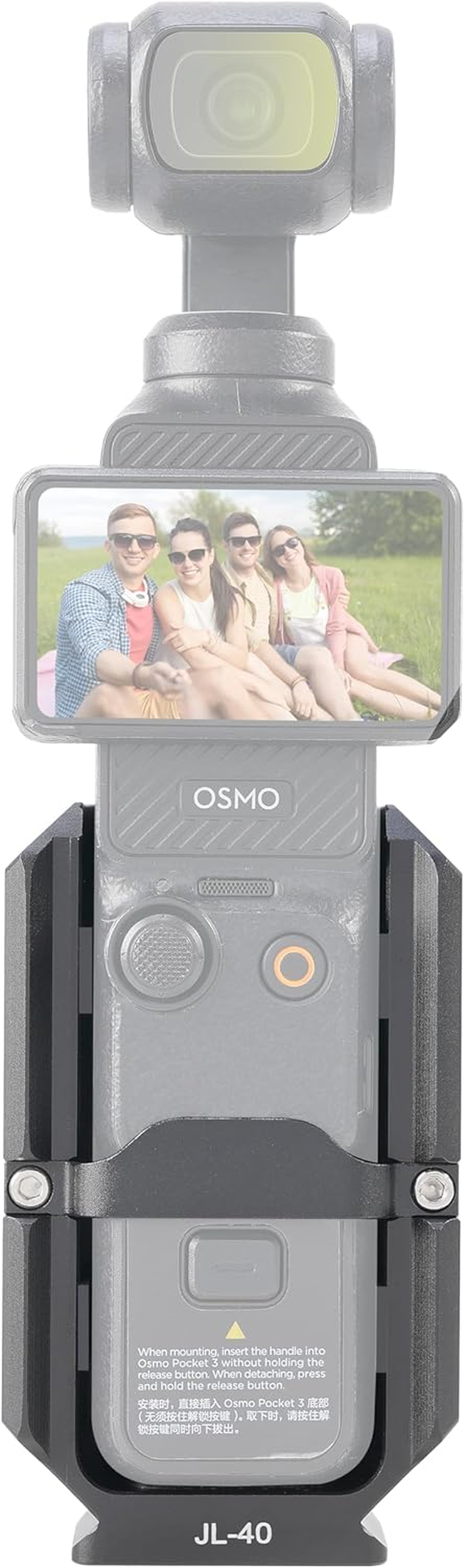 FOTGA Camera Cage Accessories Mount Extension for DJI Osmo Pocket 3 Vlogging Camera Extension Adapter, Protective Cage with Side NATO Rail / 1/4-20 Holes Recording Points/Arca Swiss Base image number 5