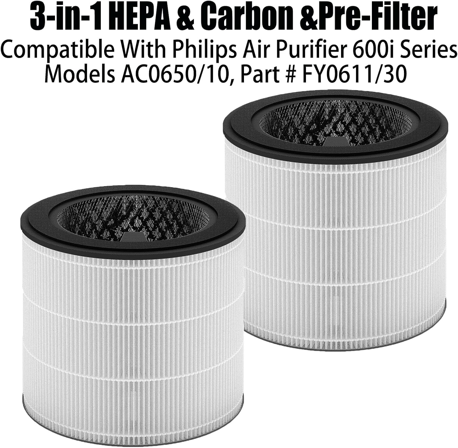 FY0611 Filter Replacement for Philips Air Purifier Series 600I Models AC0650/10, 3-In-1 HEPA & Activated Carbon & Pre-Filter, Parts # FY0611/30 (2 Pack) image number 4