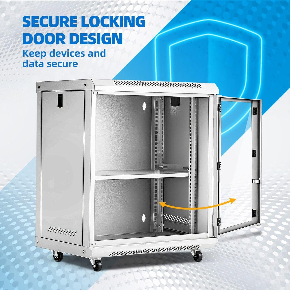 AUSWAY 12U Network Server Cabinet Data Case Wall Mount Rack LAN Enclosure Comms 19Inch 400Mm Deep Locking Glass Door Side Panels Wheels IT Computer Equipment image number 3