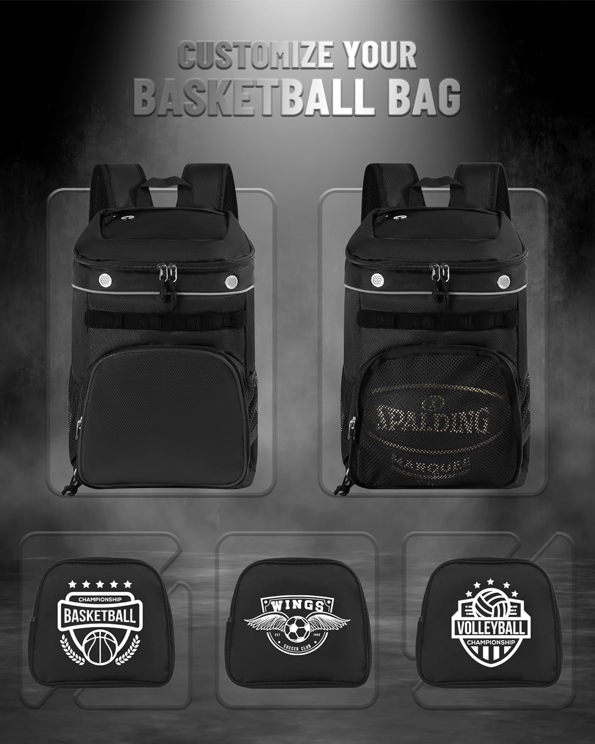 Large Basketball Bag Backpack for Men Women Kids Basketball Bookbag with Ball Compartment Shoes Bag 35L Capacity Boys Girls Soccer Ball Bag Gym Backpack Fit Volleyball Football Sports Travel School image number 2