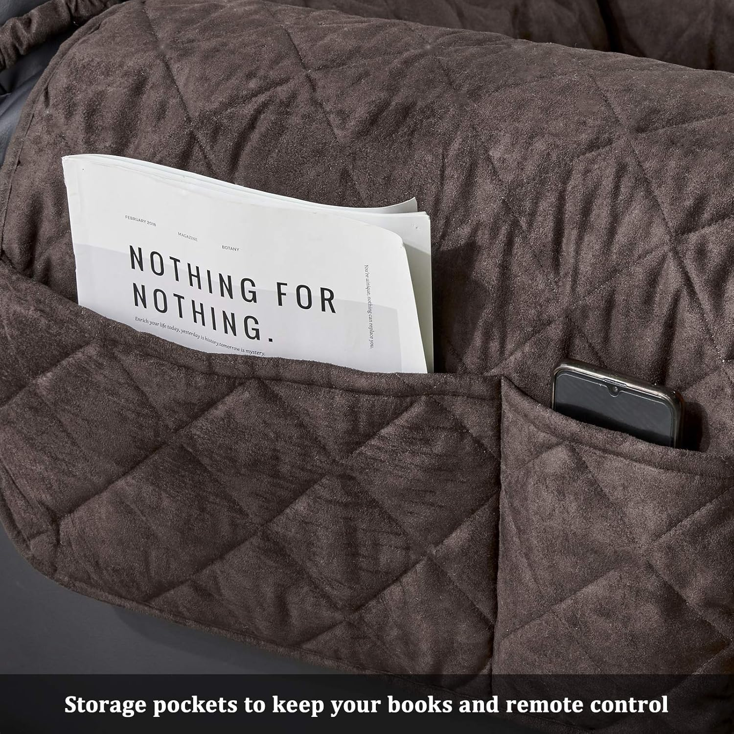 STONECREST Recliner Chair Cover, Waterproof Microsuede Slipcover, Stay in Place (Chocolate, Recliner 23"(58CM) Regular) image number 5