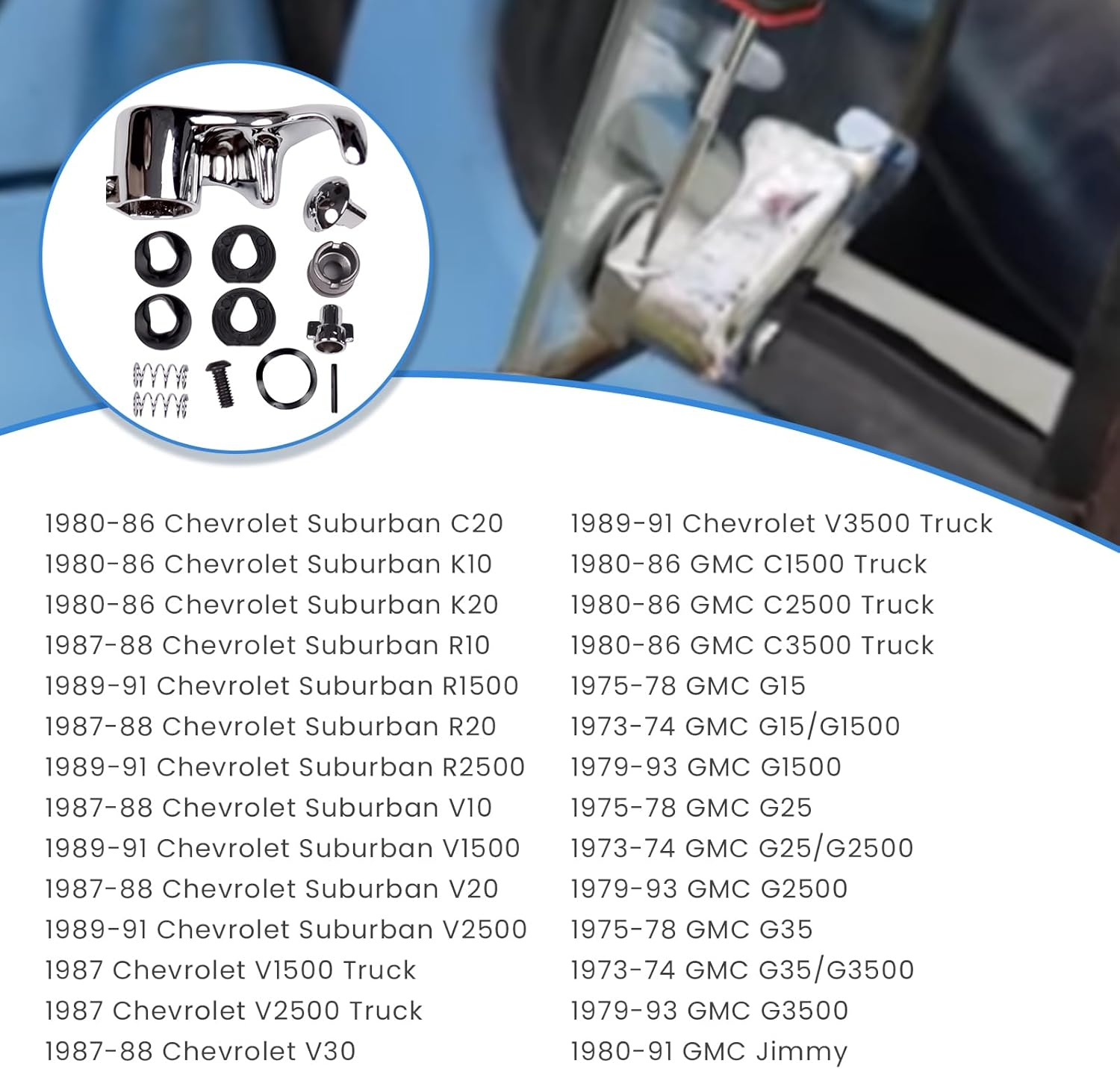 Left Locking Vent Window Handle Chrome Kits Compatible with Chevy GMC Blazer Jimmy Suburban 1973-1994(For Blazer C10 C1500 C20 C2500 C30 C3500 Truck,Jimmy K10 K1500 K20 K2500 K30 Truck) image number 6