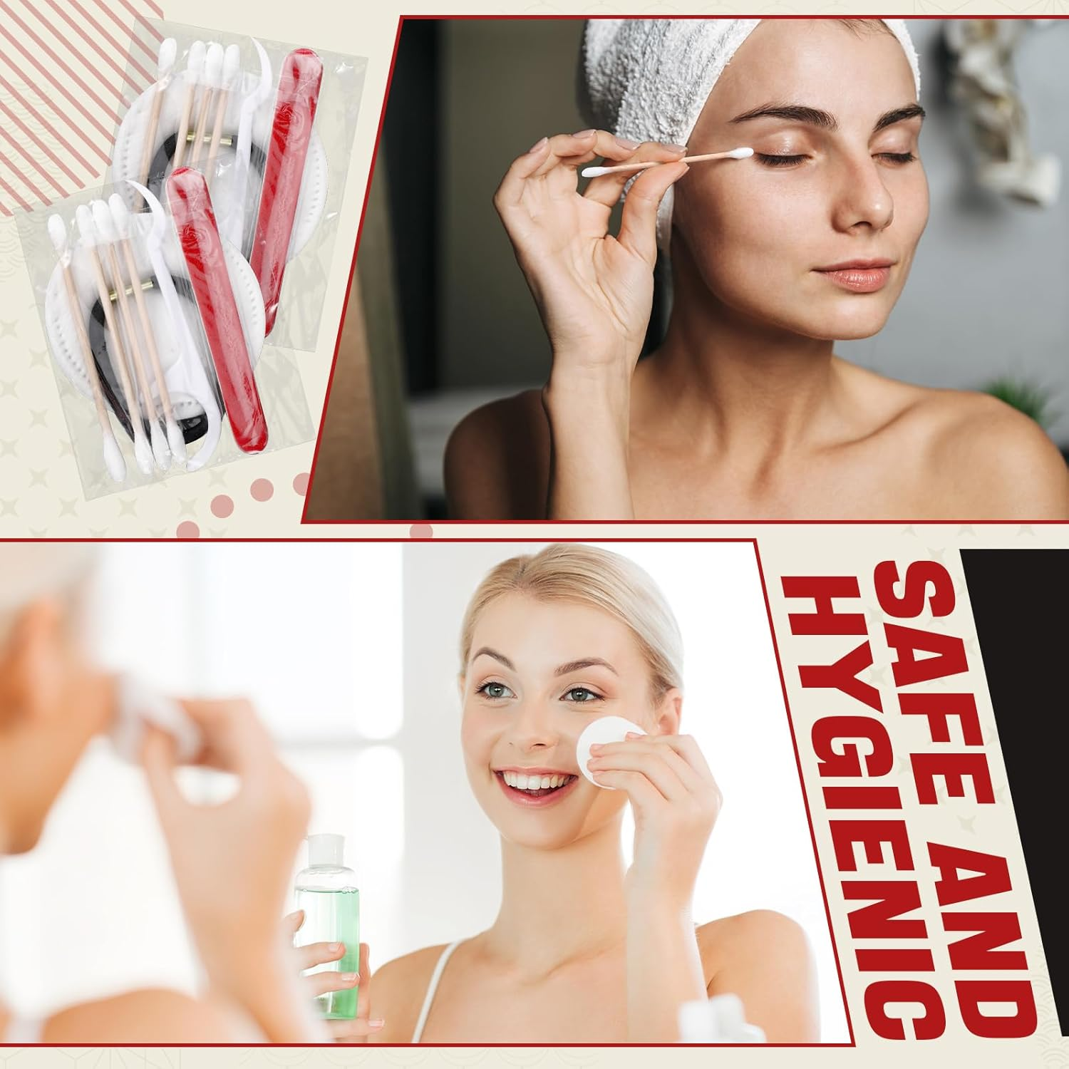 Tondiamo 100 Set Hotel Vanity Kit Individually Wrapped Travel Size Hotel Hospitality Kit Include Disposable Cotton Pads, Cotton Swabs, Hair Tie, Nail File, Dental Floss for Motels Toiletries image number 1