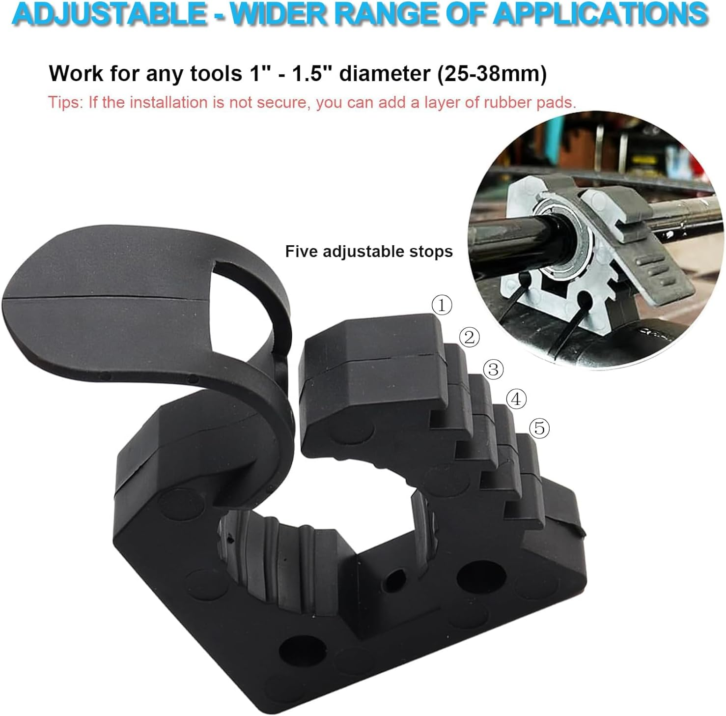 2PCS Quick-Release Shovel Holder for Truck Off-Road Tool Grip, Adjustable Rubber Clamp Mount for UTV ATV Van Trucks Boat Train image number 2