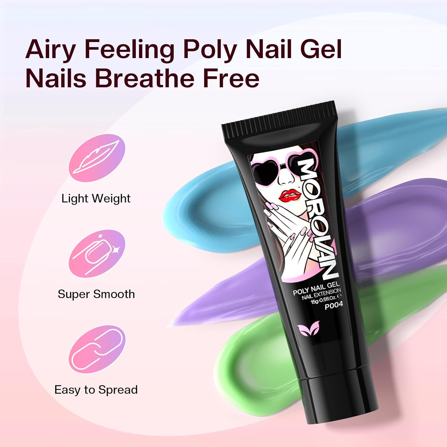 Morovan Poly Gel Nail Colors: 48 Color Poly Eextension Gel Nail Kit with Pure and Glitter Poly Nail Gel for All Season Poly Gel Nail Trendy Nail Art Design image number 2