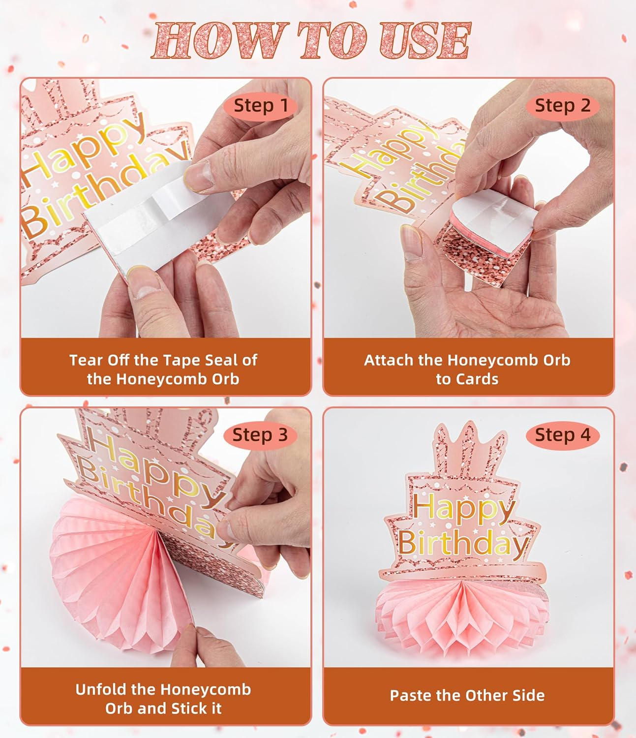 9 Pcs 50Th Birthday Decoration for Women Happy 50Th Birthday Table Honeycomb Decorations Rose Gold Pink Centerpieces Tables Toppers 1975 Decor Cheers to 50 Years Old Birthday Party Favors - 40Th-New image number 5