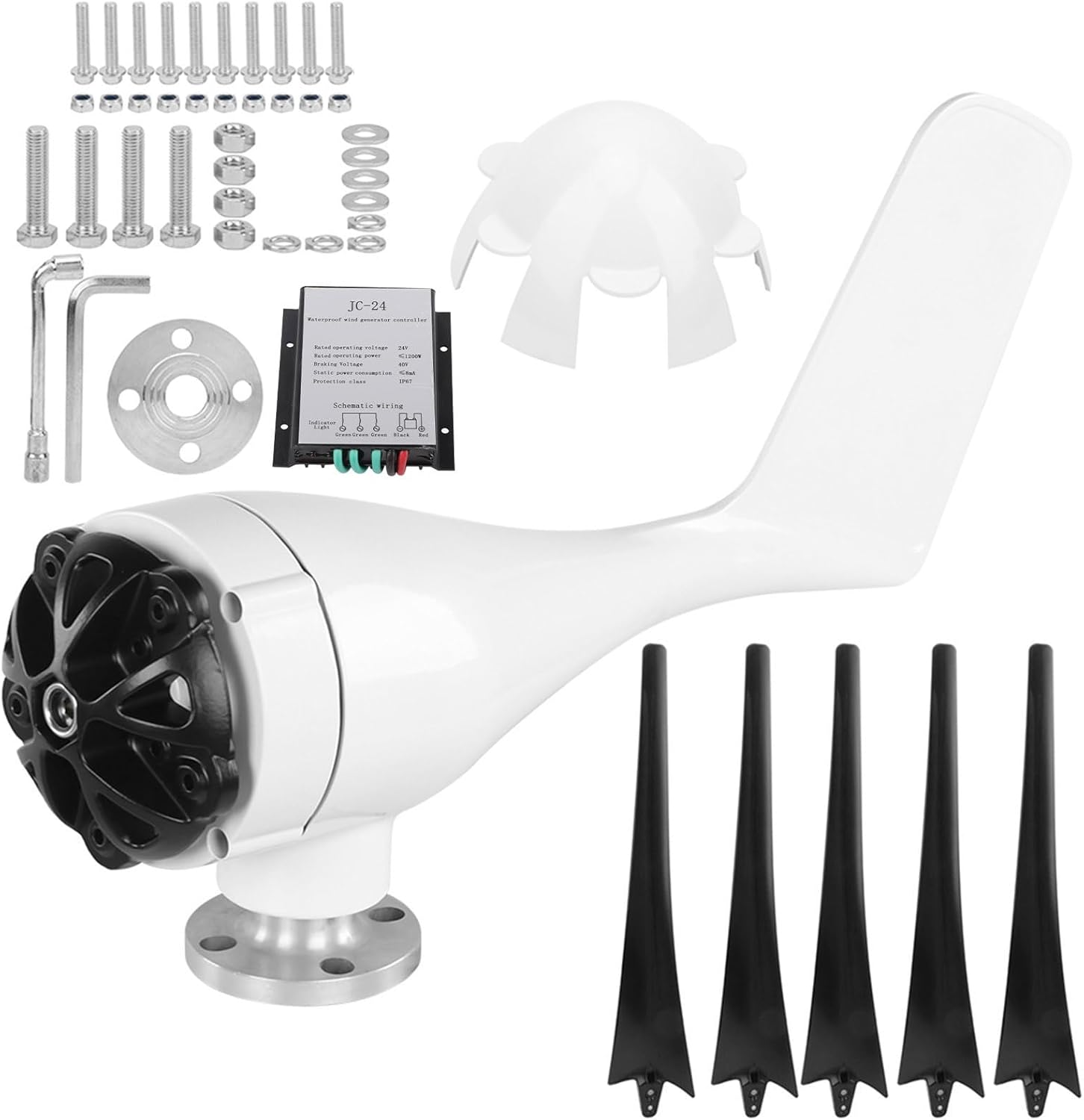 Marhynchus 800W Small Wind Generator Vane/Wing Horizontal Home Wind Turbines Generator Power Parts Turbines Kit for Marine Home Charging (24V) image number 1