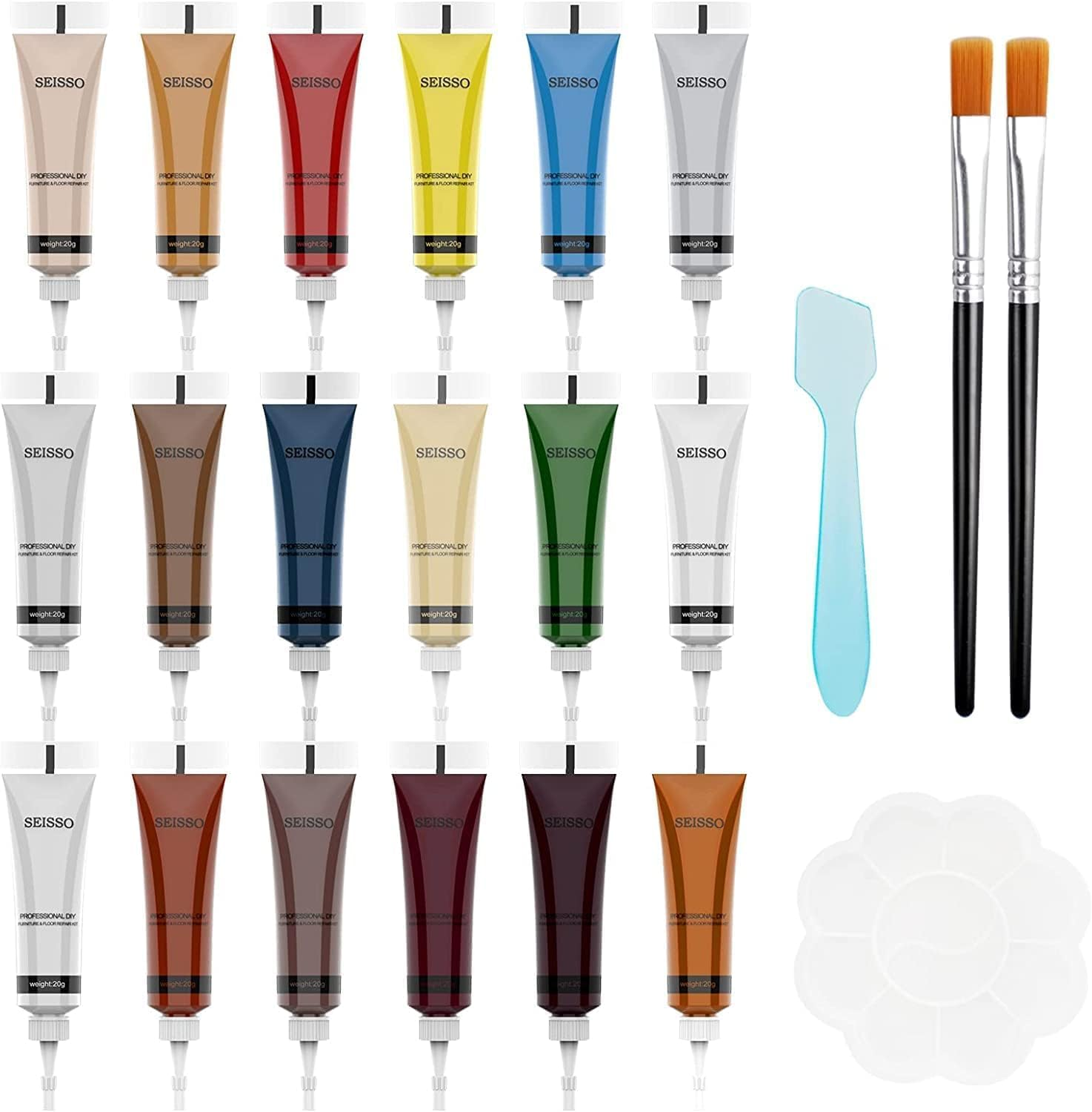 18 Colors Leather Repair Kit for Furniture and Vinyl Repair Kit for Refurbishing Upholstery, Couch, Boat, Car Seat, Shoes and Jacket - Leather Dye Kit - a Simple and Convenient Solution