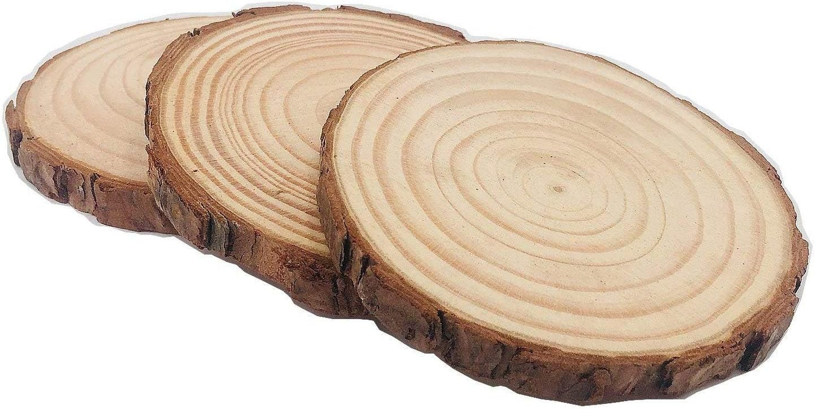 Unfinished Natural with Tree Bark Wood Slices 10 Pcs 4.2-4.7 Inch Disc Coasters Wood Coaster Pieces Craft Wood Kit Circles Crafts Christmas Ornaments DIY Crafts with Bark for Crafts Rustic Wedding image number 5