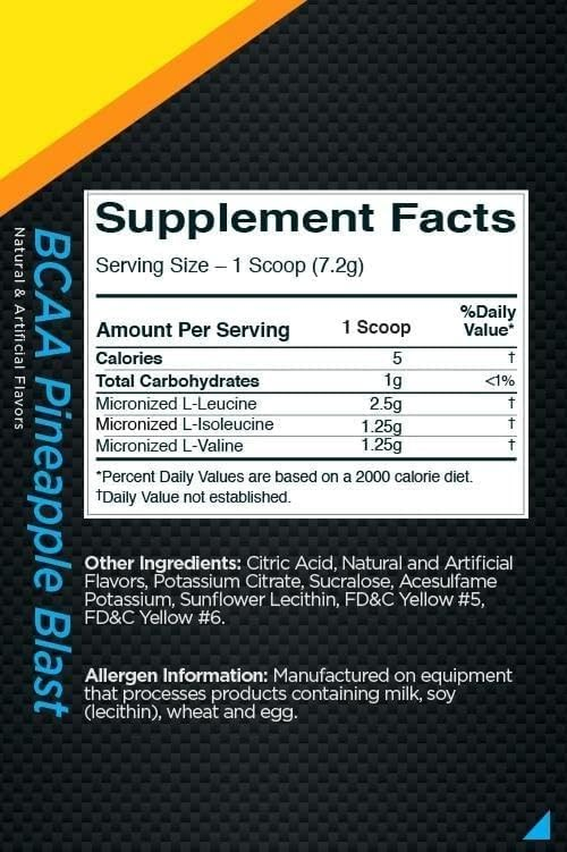 Rule 1 R1 BCAA Powder 213 G, Pineapple Blast (30 Servings) image number 1